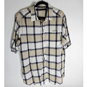 Sean John Shirt Mens Size XLarge Plaid Button Up Short Sleeve Y2K Diddy Pockets